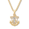 Thumbnail Image 1 of Men's Crucifix and Anchor Necklace 10K Two-Tone Gold 22"