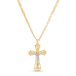 Crucifix Chain Necklace 10K Two-Tone Gold 22"