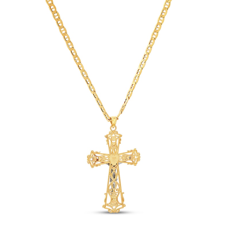 Crucifix Chain Necklace 10K Two-Tone Gold 22"
