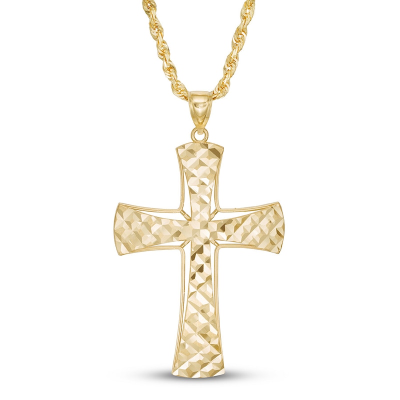 Men's Cross Chain Necklace 10K Yellow Gold 22"