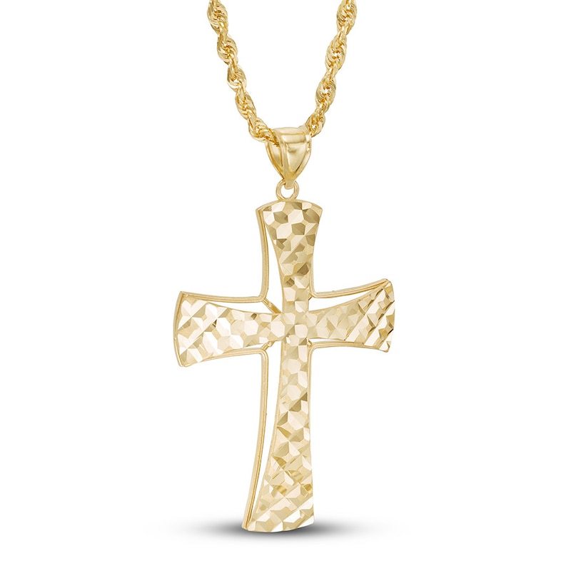 Men's Cross Chain Necklace 10K Yellow Gold 22"