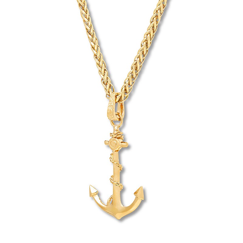 Main Image 2 of Men's Anchor Necklace 10K Yellow Gold 22" Length