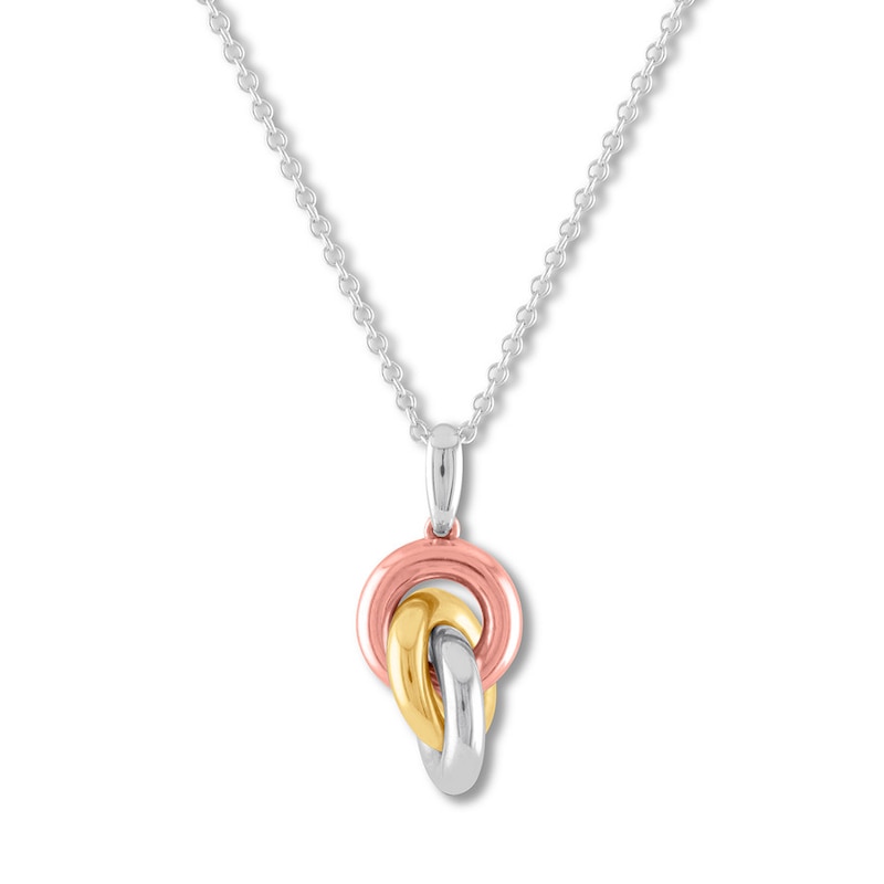 Main Image 1 of Knot Necklace Sterling Silver/10K Two-Tone Gold 17"-19" Adjustable