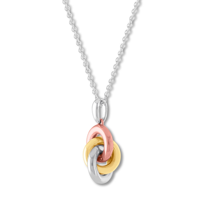 Main Image 2 of Knot Necklace Sterling Silver/10K Two-Tone Gold 17"-19" Adjustable