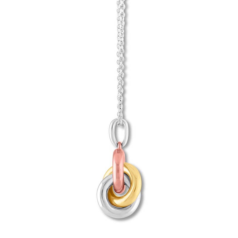 Main Image 3 of Knot Necklace Sterling Silver/10K Two-Tone Gold 17"-19" Adjustable
