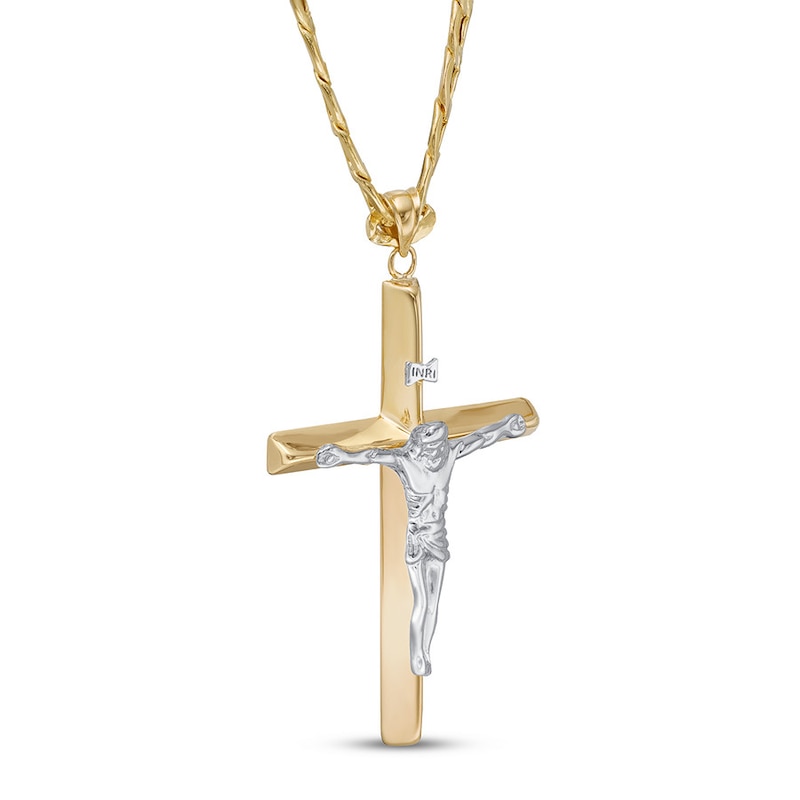 Men's Cross Necklace 10K Yellow Gold 24"