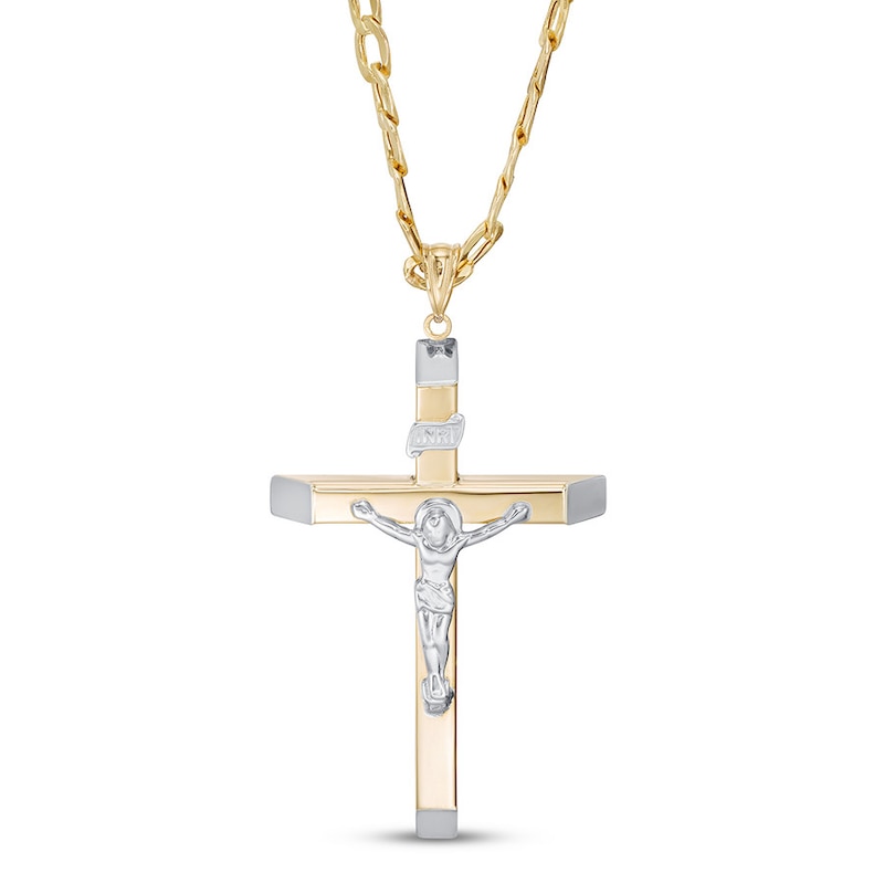 Men's Cross Necklace 10K Two-Tone Gold