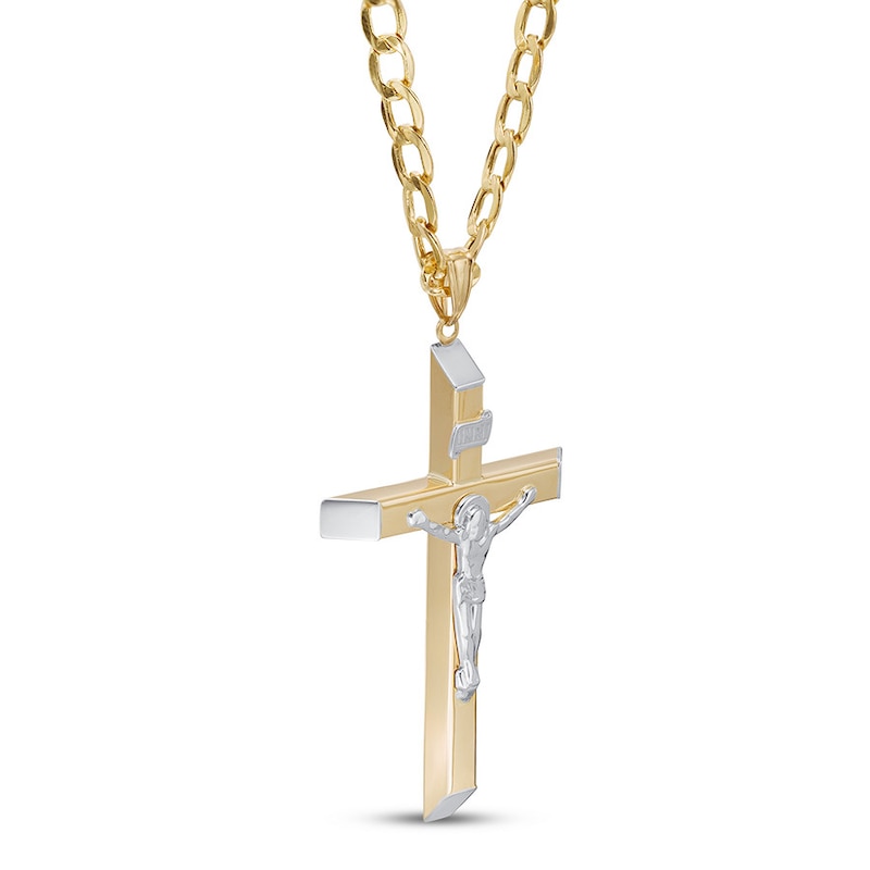 Men's Cross Necklace 10K Two-Tone Gold