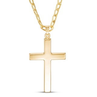 Men's Cross Necklace 10K Yellow Gold 24"