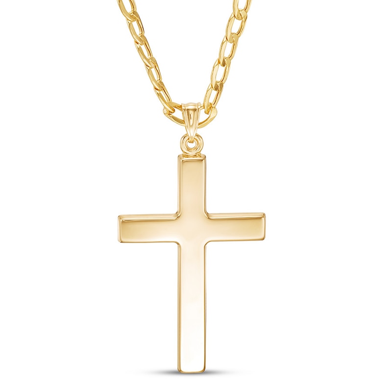Main Image 1 of Men's Cross Necklace 10K Yellow Gold 24"