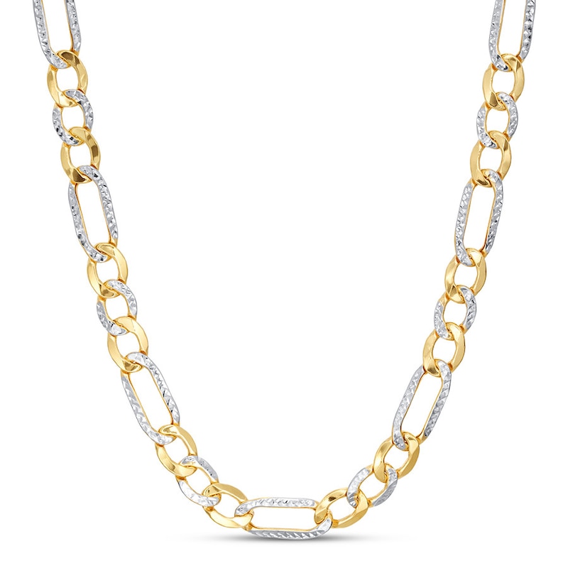 Main Image 1 of Semi-Solid Figaro Chain Necklace 10K Two-Tone Gold 22.25" 7.5mm
