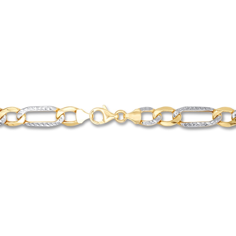 Main Image 2 of Semi-Solid Figaro Chain Necklace 10K Two-Tone Gold 22.25" 7.5mm
