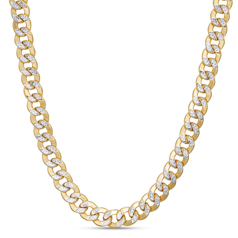 Semi-Solid Curb Chain Necklace 10K Two-Tone Gold