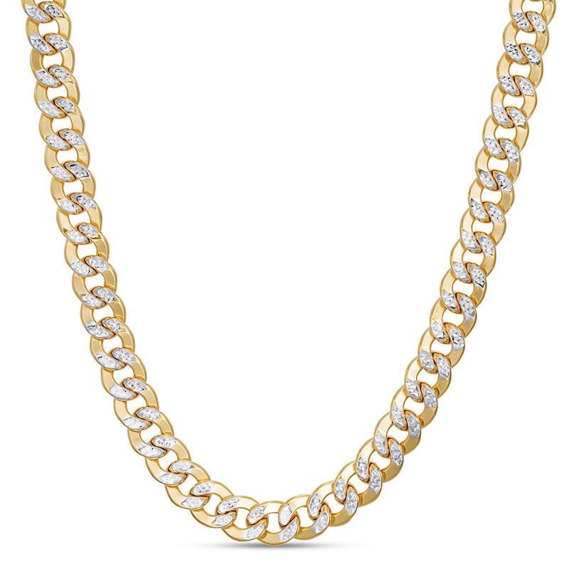 Semi-Solid Curb Chain Necklace 10K Two-Tone Gold 7.6mm 22"