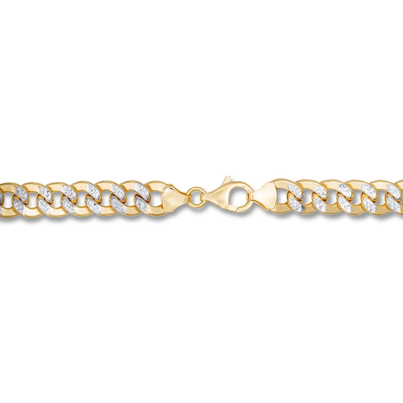 Semi-Solid Curb Chain Necklace 10K Two-Tone Gold 7.6mm 22"