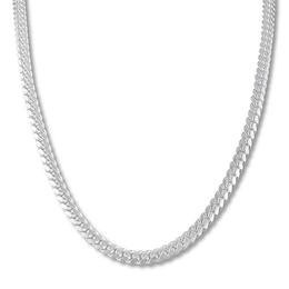 Solid Cuban Chain Necklace Sterling Silver 22&quot;