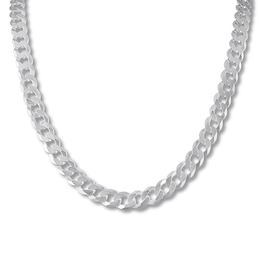 Solid Curb Chain Necklace Sterling Silver 22" 9.8mm