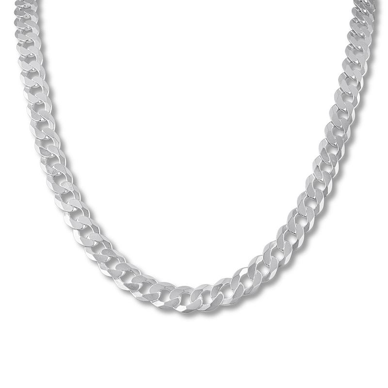 Solid Curb Chain Necklace Sterling Silver 22"
