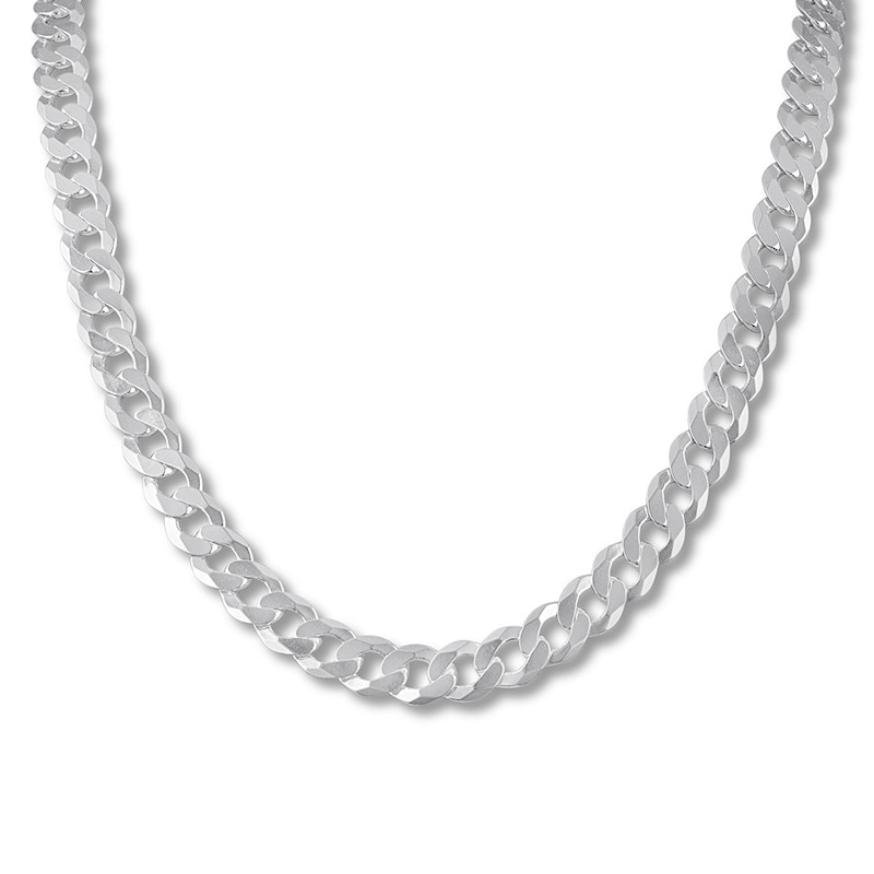 Solid Curb Chain Necklace Sterling Silver 22