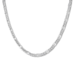 Solid Figaro Chain Necklace Sterling Silver 24&quot;