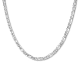 Solid Figaro Chain Necklace Sterling Silver 24" 5mm
