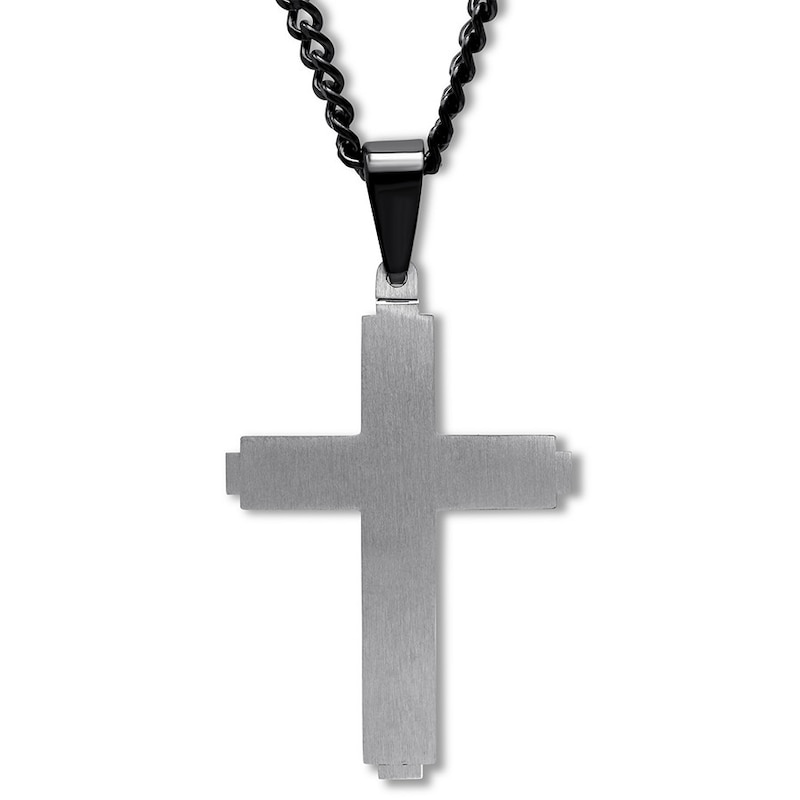 Diamond Cross Necklace 1/15 ct tw Stainless Steel 24"