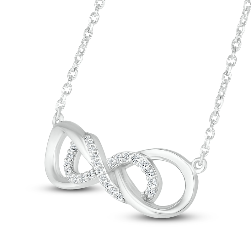 Diamond Infinity Necklace 1/10 ct tw Sterling Silver 18" Adj.