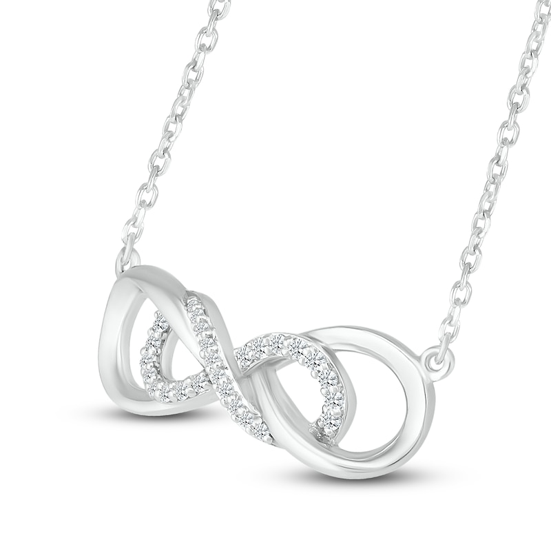 Main Image 1 of Diamond Infinity Necklace 1/10 ct tw Sterling Silver 18" Adj.