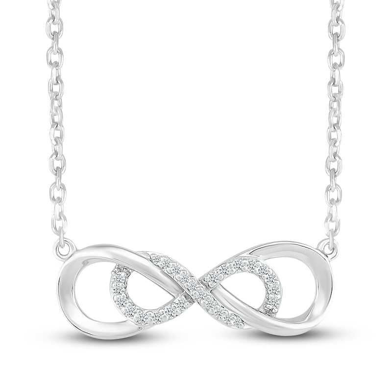 Diamond Infinity Necklace 1/10 ct tw Sterling Silver 18" Adj.