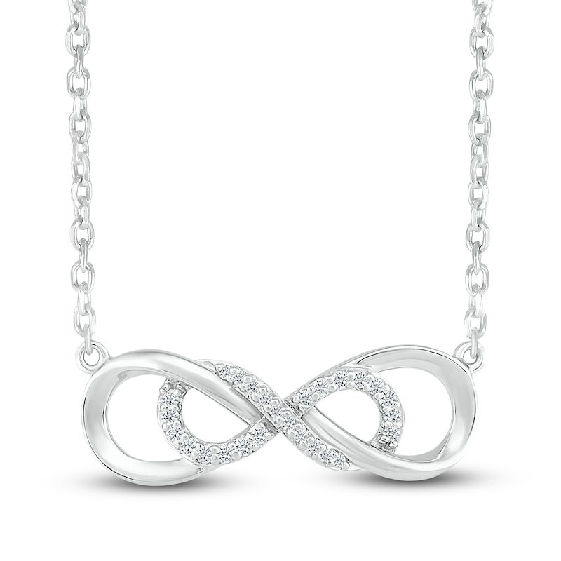 Main Image 2 of Diamond Infinity Necklace 1/10 ct tw Sterling Silver 18" Adj.