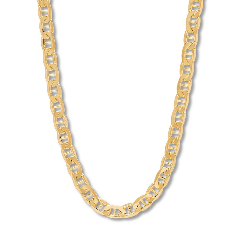 Hollow Mariner Link Necklace 10K Yellow Gold 22" 7.2mm