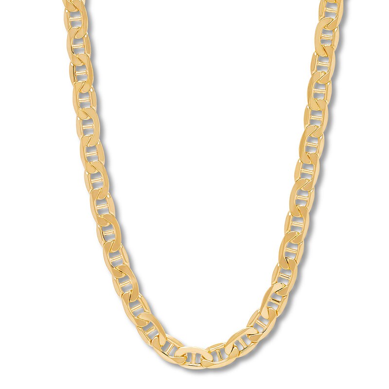 Hollow Mariner Link Necklace 10K Yellow Gold 22" 7.2mm