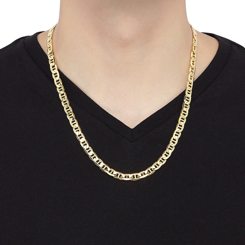 Main Image 3 of Hollow Mariner Link Necklace 10K Yellow Gold 22" 7.2mm