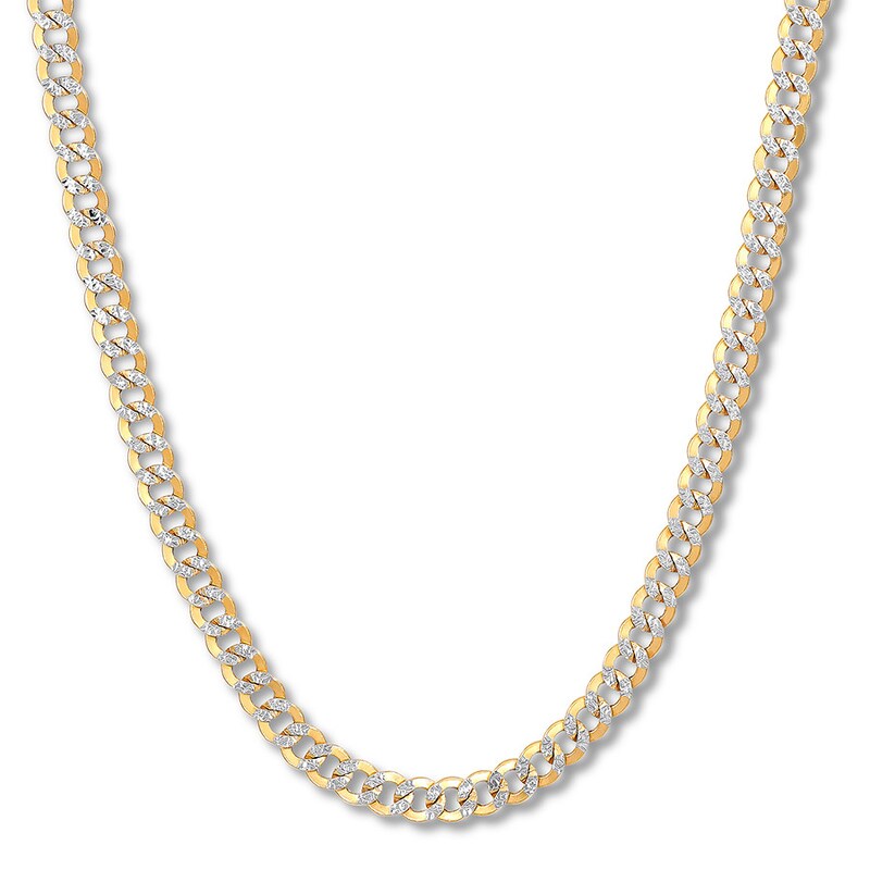 Hollow Curb Chain Necklace 10K Yellow Gold 22" 6.3mm