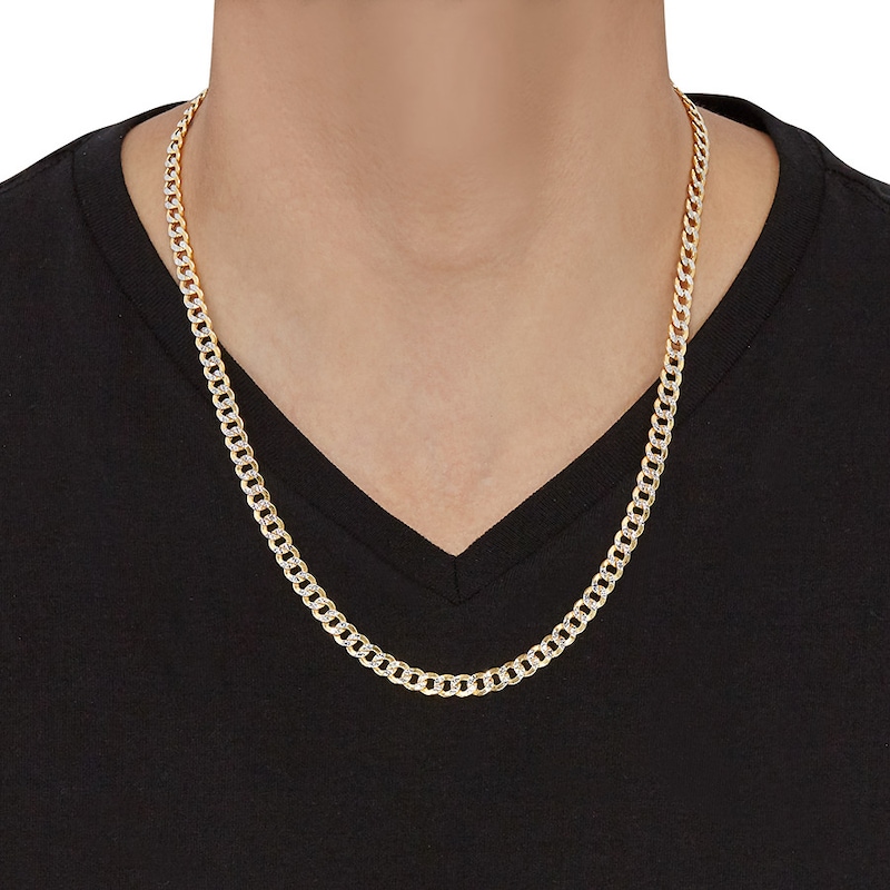 Hollow Curb Chain Necklace 10K Yellow Gold 22" 6.3mm