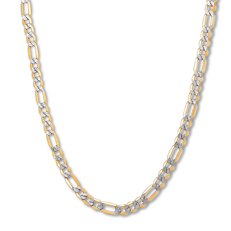 Main Image 1 of Hollow Figaro Chain Necklace 10K Yellow Gold Gold 22" 6.2mm