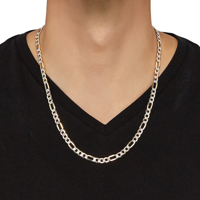 Main Image 3 of Hollow Figaro Chain Necklace 10K Yellow Gold Gold 22" 6.2mm
