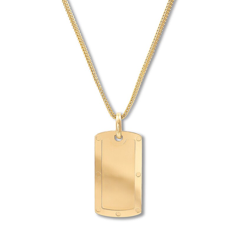 Main Image 1 of Men's Dog Tag Necklace 10K Yellow Gold 22" Length