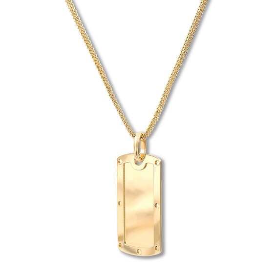 Men's Dog Tag Necklace 10K Yellow Gold 22" Length necklaces