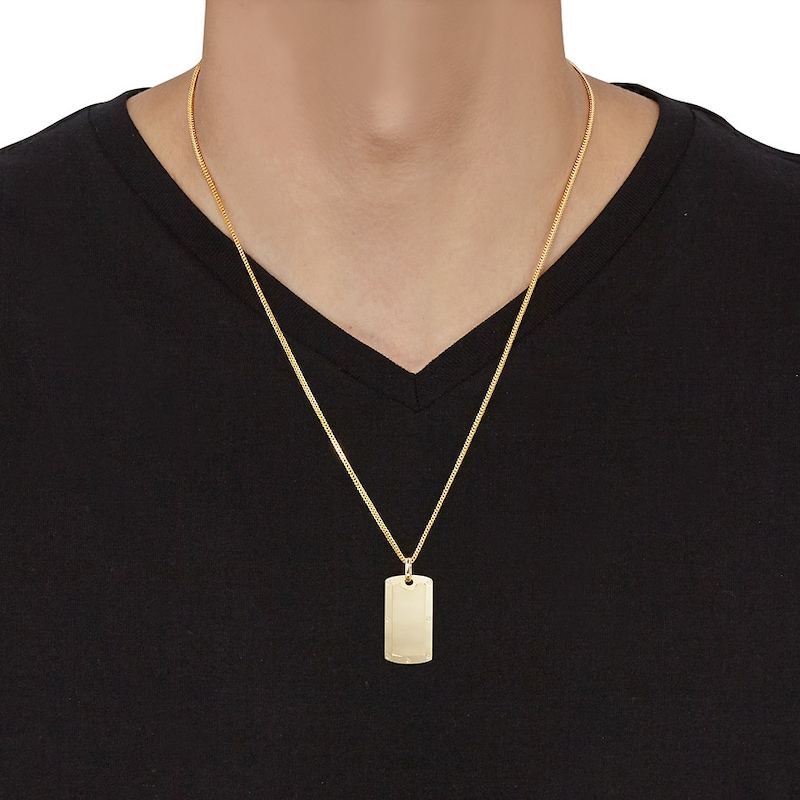 Men's Photo Dog Tag Necklace 10K Yellow Gold 22