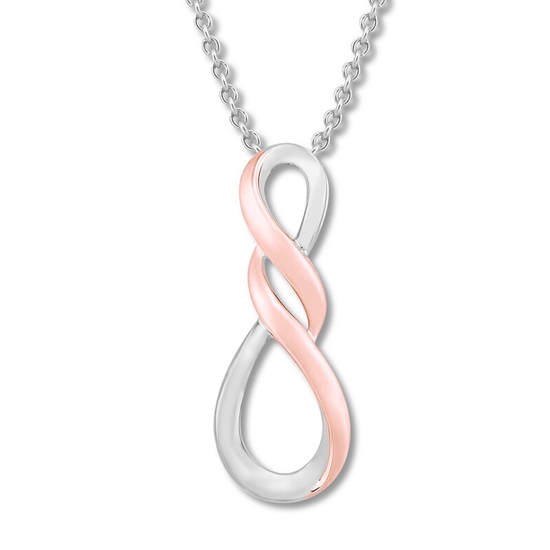 Main Image 1 of Infinity Swirl Necklace Sterling Silver/10K Rose Gold 18" Adjustable