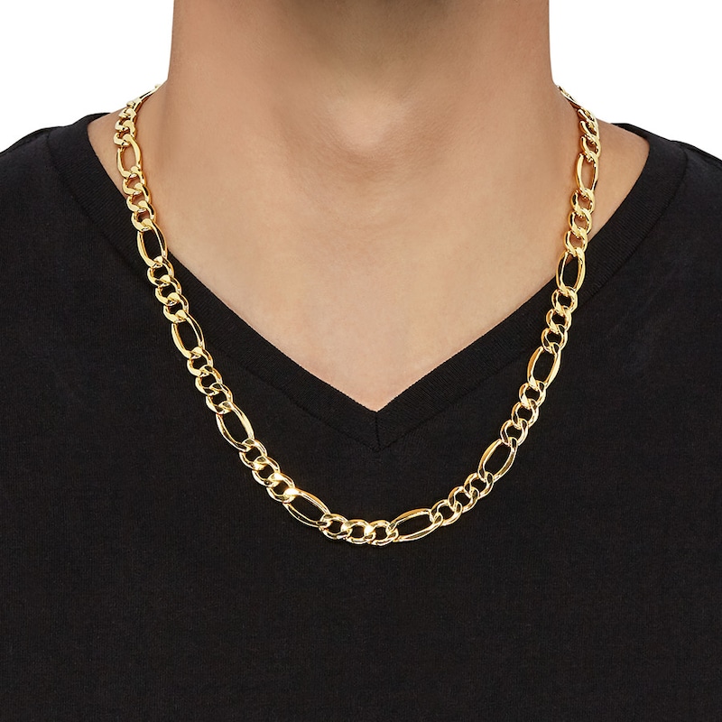 Main Image 2 of Hollow Figaro Chain Necklace 10K Yellow Gold 22" 9.4mm