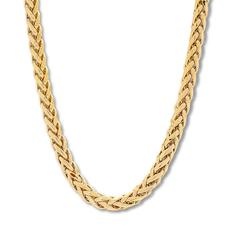 Hollow Wheat Chain Necklace 10K Yellow Gold 24" 5.3mm