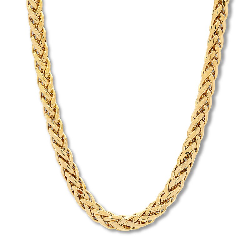 Hollow Wheat Chain Necklace 10K Yellow Gold 24" 5.3mm