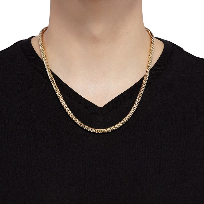 Hollow Wheat Chain Necklace 10K Yellow Gold 24" 5.3mm