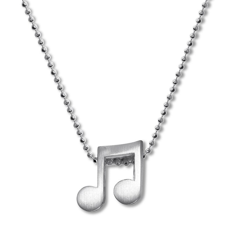 Main Image 1 of Alex Woo Double Music Note Necklace Sterling Silver 16"