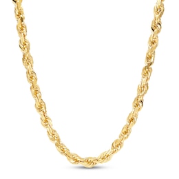 Solid Rope Chain Necklace 10K Yellow Gold 24&quot;
