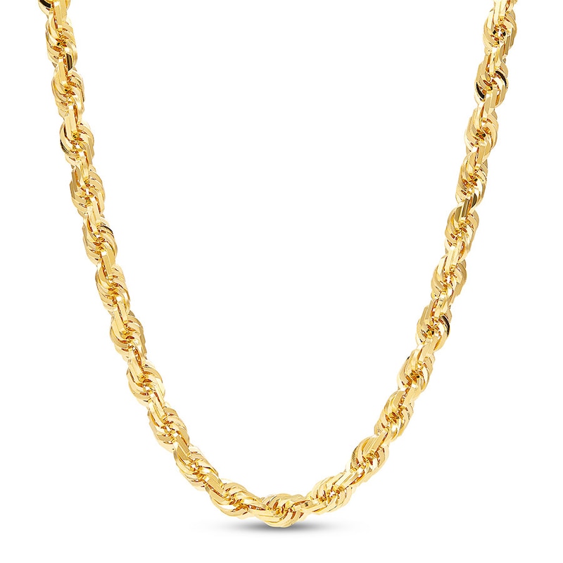 Solid Rope Chain Necklace 10K Yellow Gold 24" 6.5mm