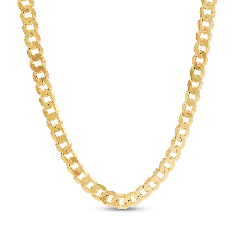 Hollow Curb Chain Necklace 10K Yellow Gold 22" Length 7.6mm