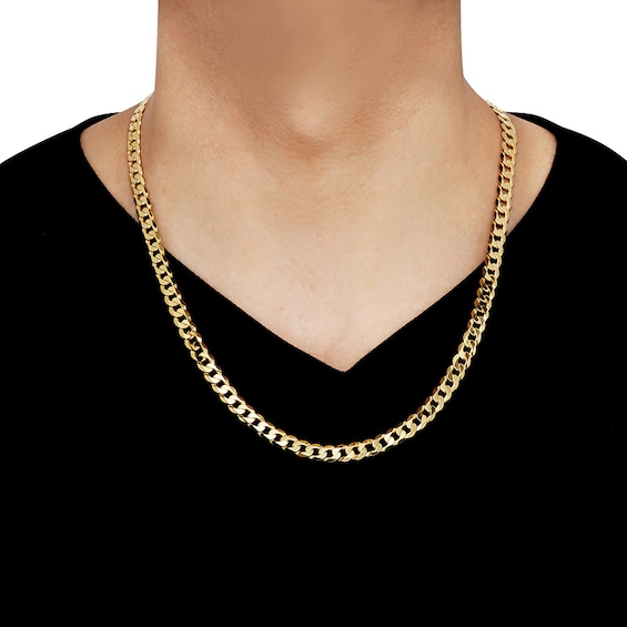 Men's Curb Chain Necklace 10K Yellow Gold 22